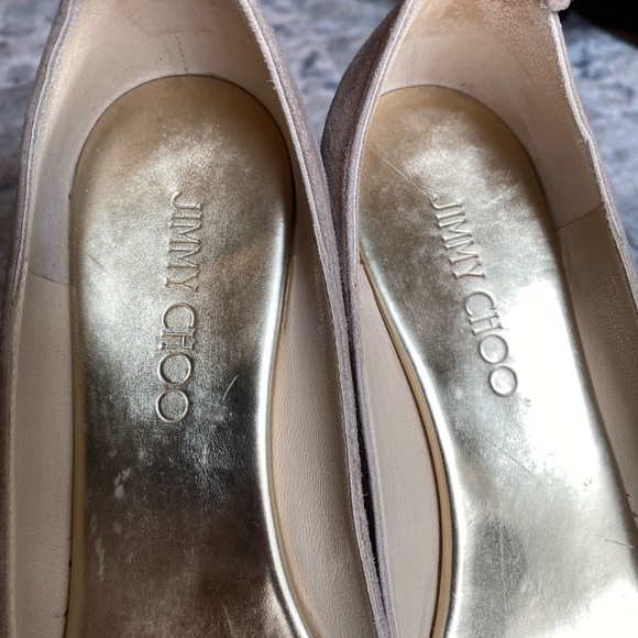 ❤️JIMMY CHOO❤️ Nude Suede Peep Toe Wedge - Picture 5 of 10